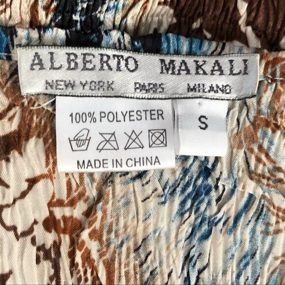 Vintage Alberto Makali Y2K Abstract Crinkle Scoop Neck Blouse Size Small - Picture 9 of 15